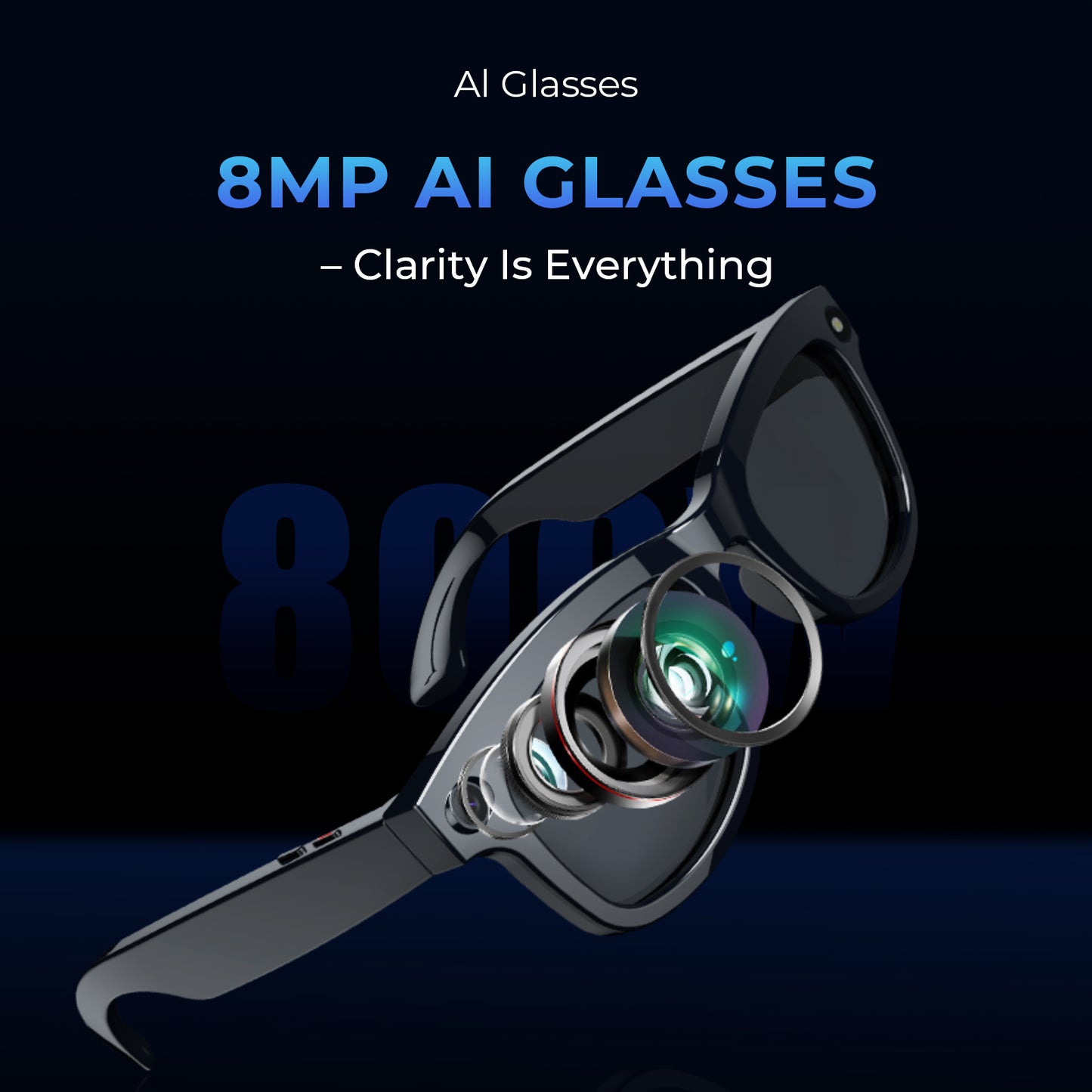 LOKMAT AI Smart Glasses With 800W HD Video Record Sunglasses Wireless Calls Voice Assistant Music Player Smart Glasses