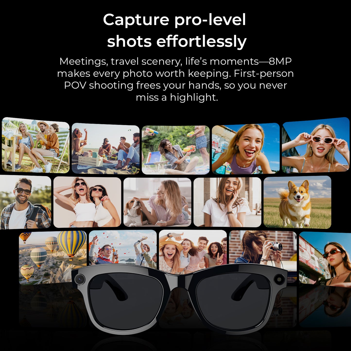 LOKMAT AI Smart Glasses With 800W HD Video Record Sunglasses Wireless Calls Voice Assistant Music Player Smart Glasses