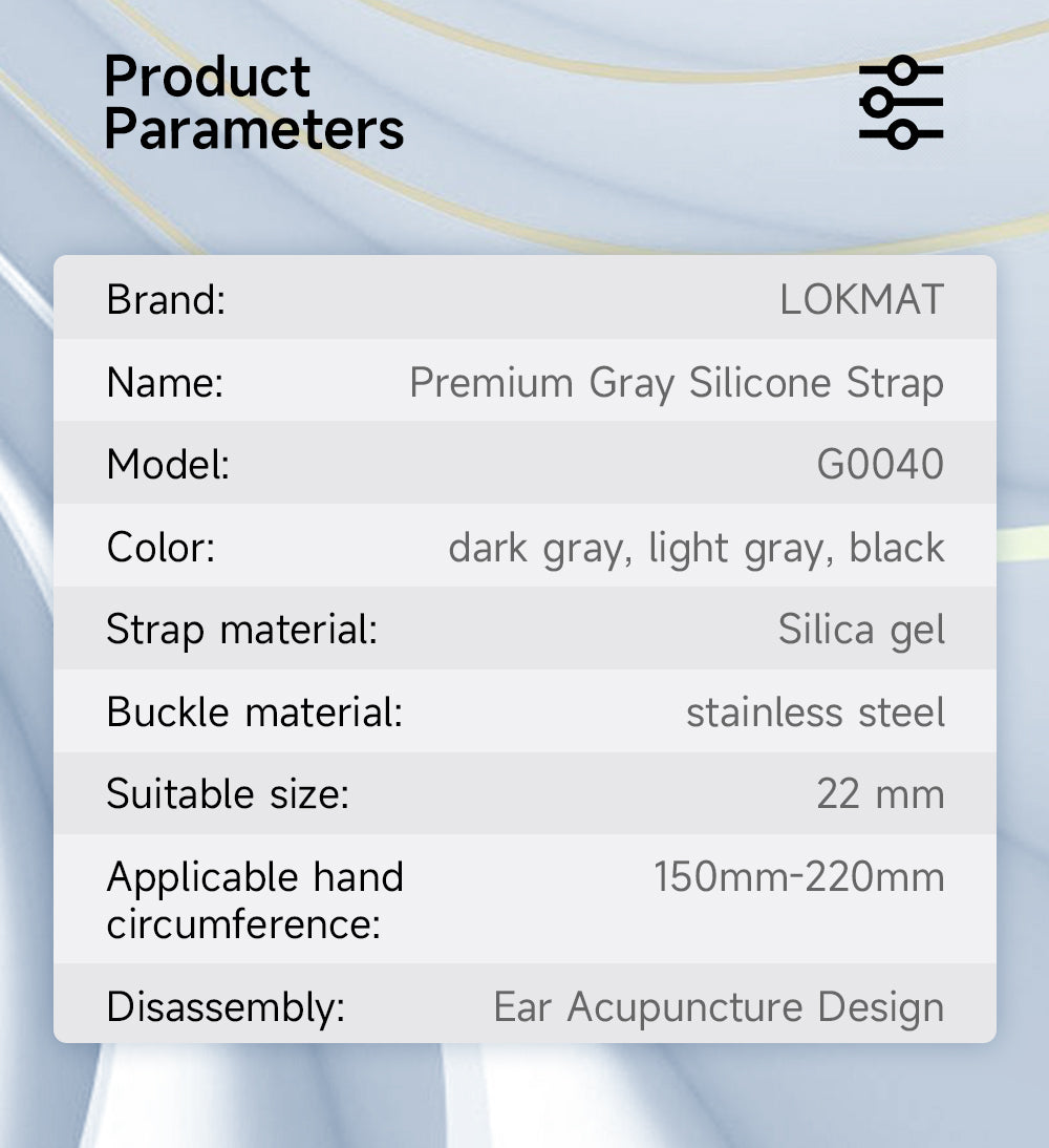 LOKMAT Universal Premium Silicone Strap - 22mm