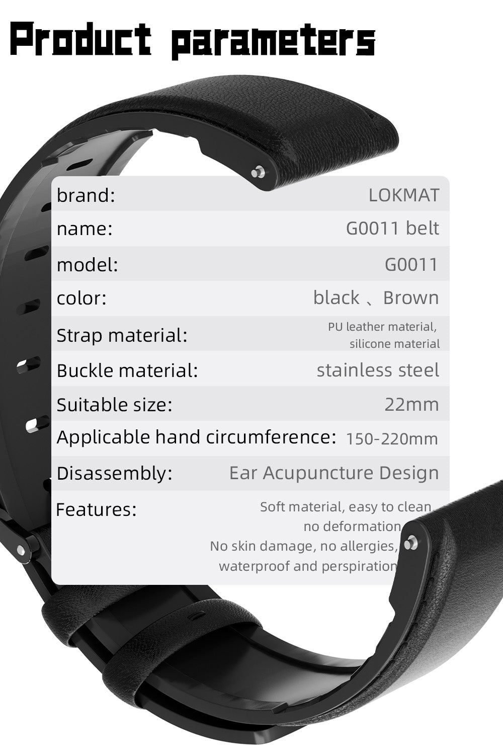 LOKMAT Universal Leather Strap Bracelet - 22mm