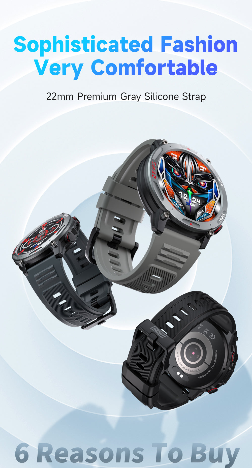 LOKMAT Universal Premium Silicone Strap - 22mm