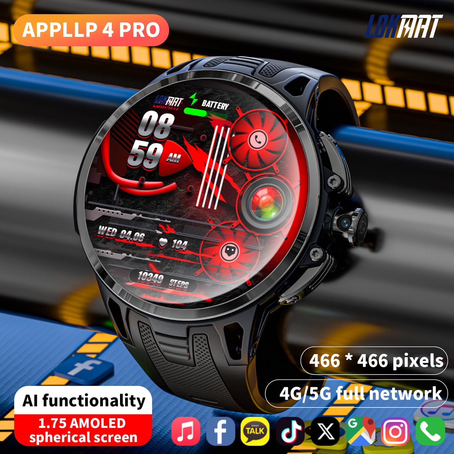 LOKMAT New APPLLP 4 PRO Android Smart Watch Phone