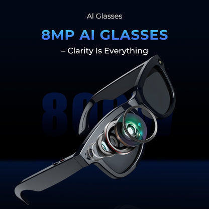 LOKMAT AI Smart Glasses With 800W HD Video Record Sunglasses Wireless Calls Voice Assistant Music Player Smart Glasses