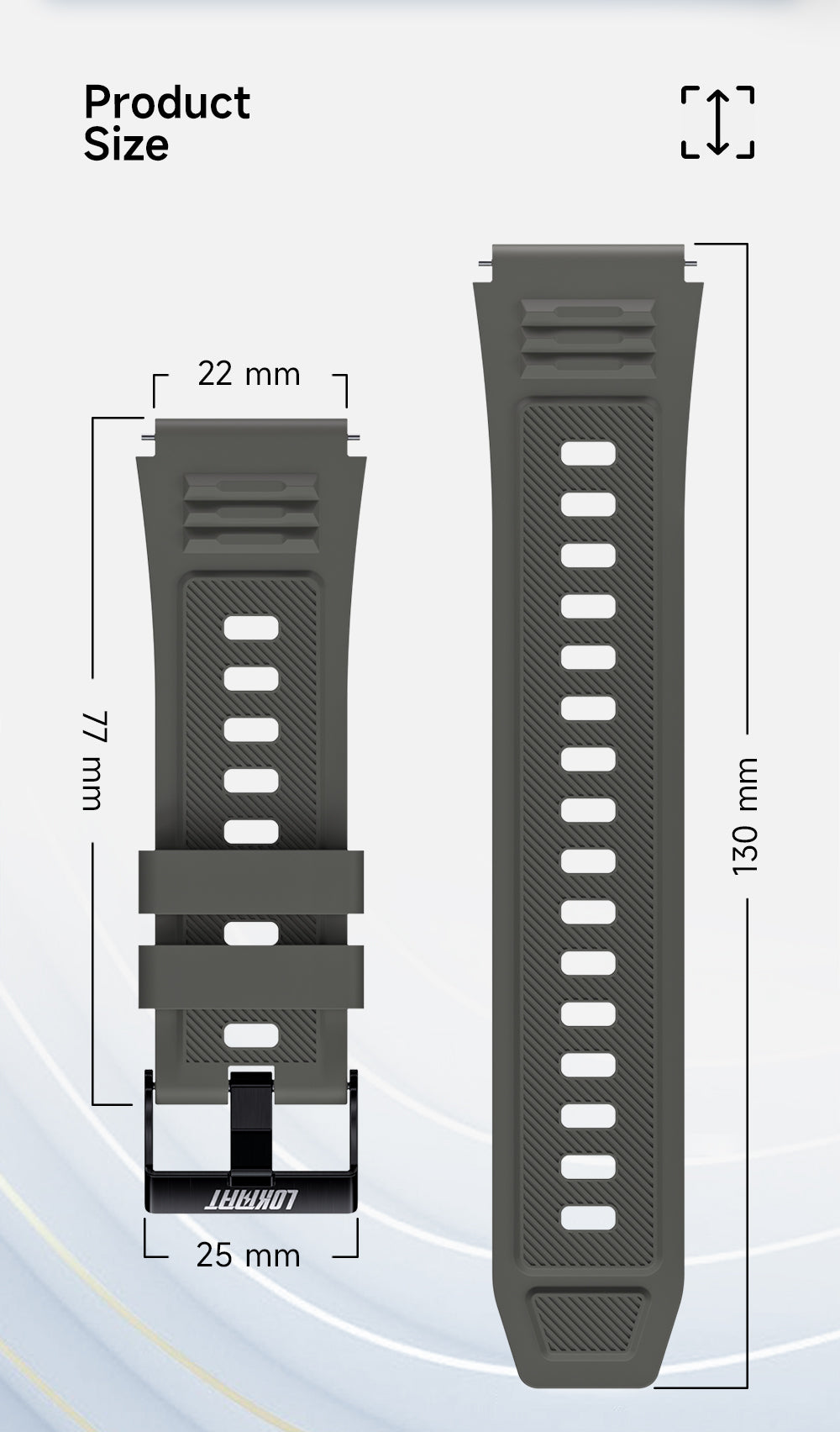 LOKMAT Universal Premium Silicone Strap - 22mm