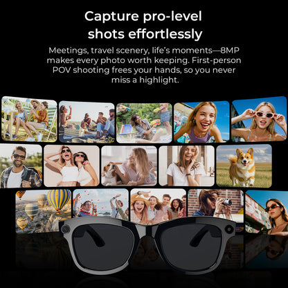 LOKMAT AI Smart Glasses With 800W HD Video Record Sunglasses Wireless Calls Voice Assistant Music Player Smart Glasses