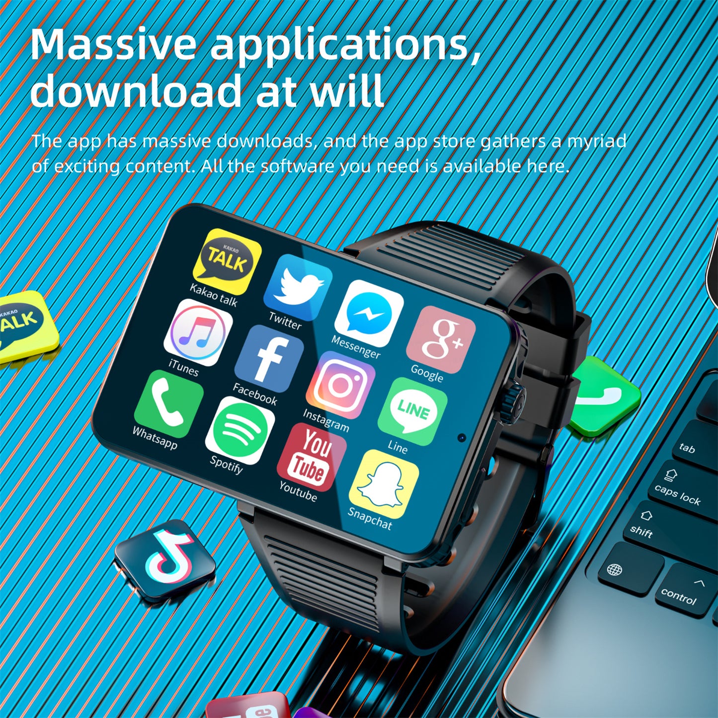 LOKMAT APPLLP 9 MAX Android 15 System 4G Wifi Watch Phone Dual Camera Type-C Charging Port Innovation Bluetooth Calls Function