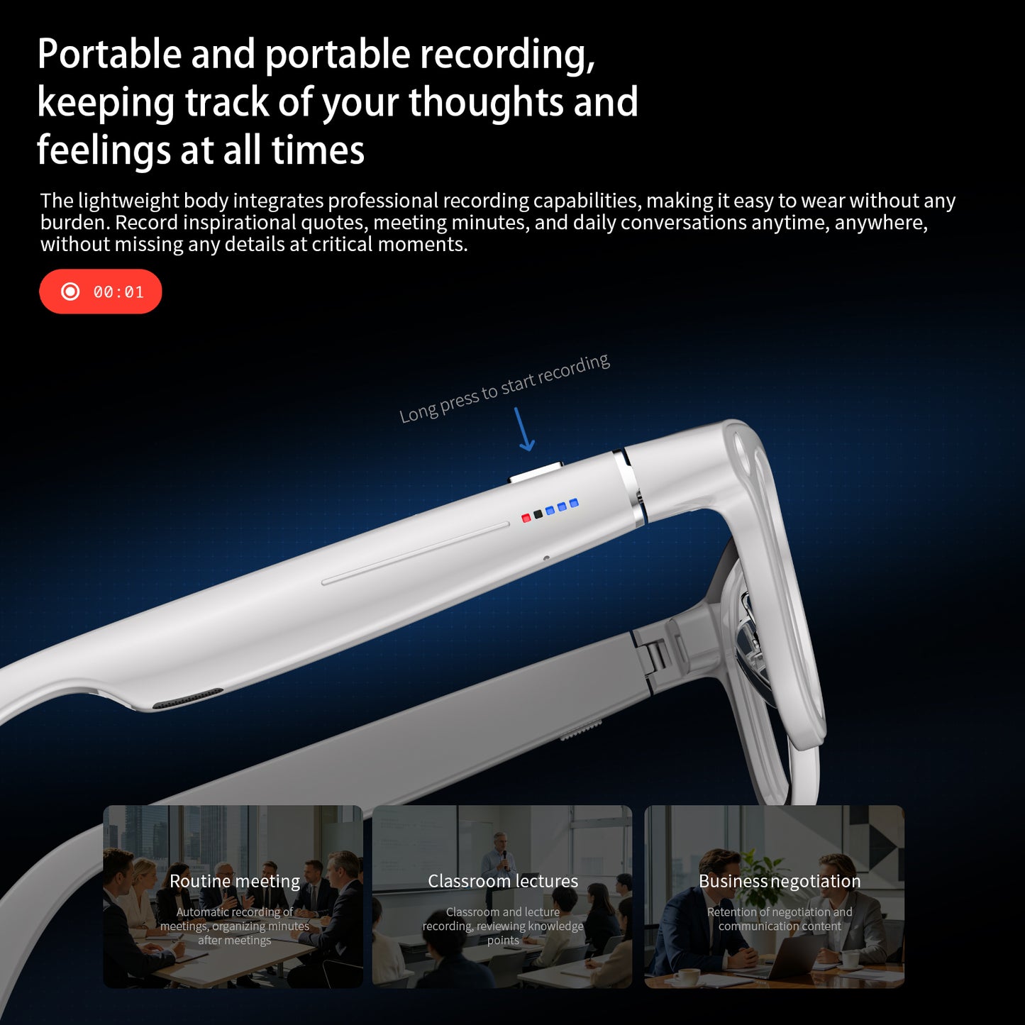 LOKMAT X01 AI Smart Glasses HD Camera with Power Bank