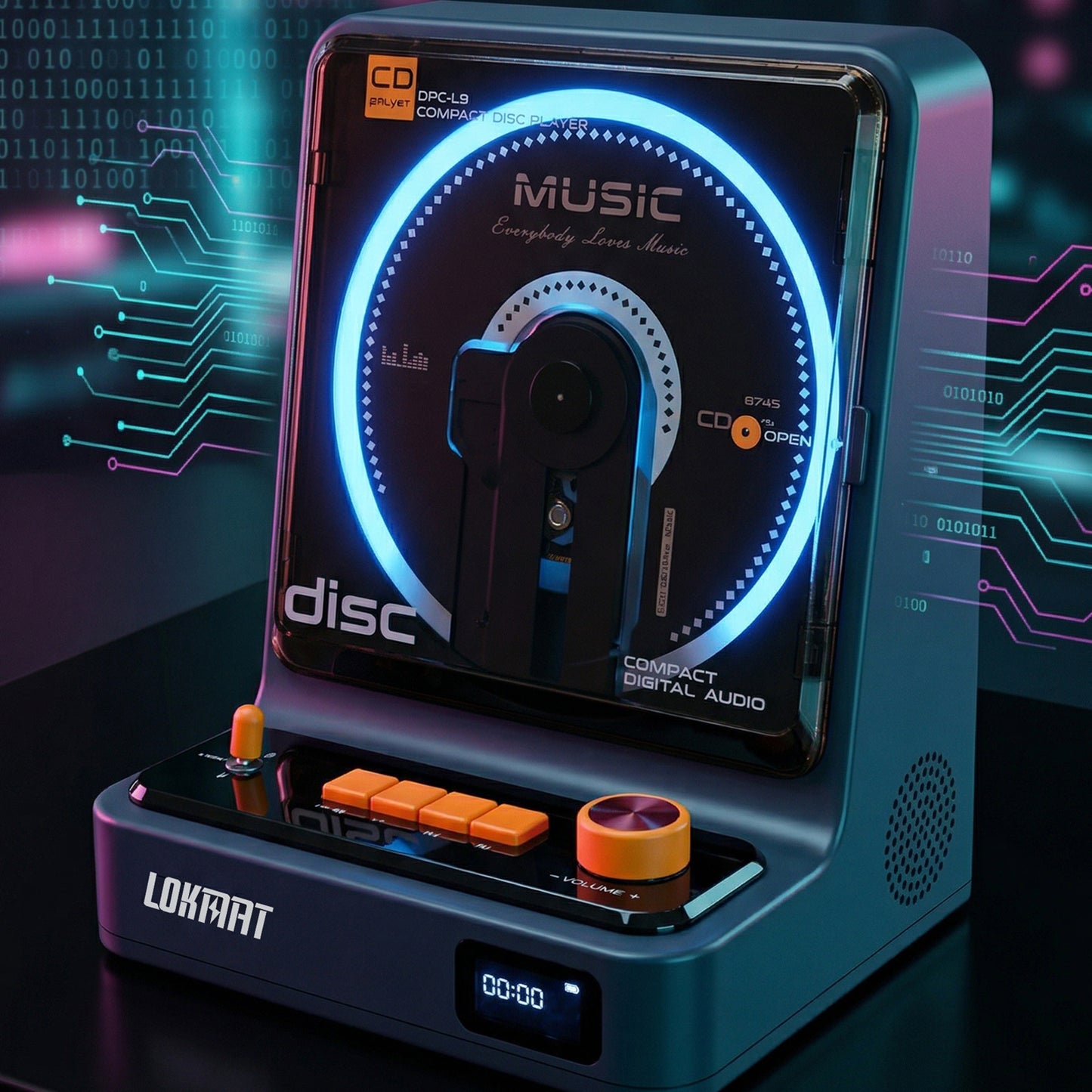 LOKMAT Portable Stereo CD Player Bluetooth Output USB/CD HiFi Audio HD Display Music Player