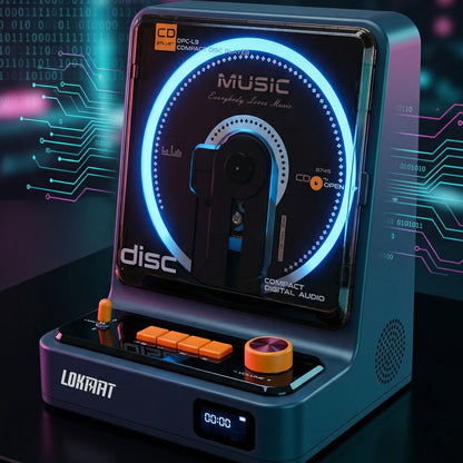 LOKMAT Portable Stereo CD Player Bluetooth Output USB/CD HiFi Audio HD Display Music Player